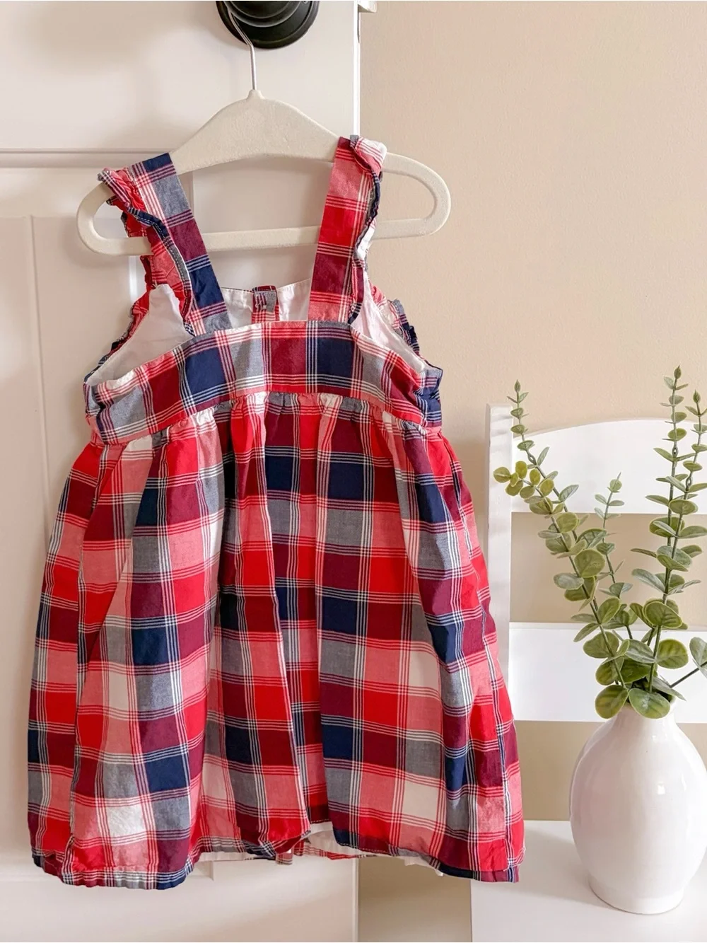 OshKosh B'gosh Red, Navy & White Plaid Button-Front Skirted Dress
